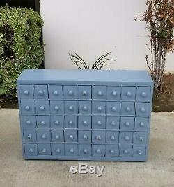 Vintage French Country Blue Apothecary Cabinet w 45 Drawers Farmhouse Industrial