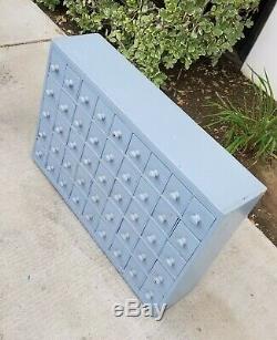 Vintage French Country Blue Apothecary Cabinet w 45 Drawers Farmhouse Industrial