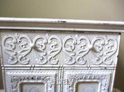 Vintage French Country Ornate Carved Shabby Chic Accent Cabinet w Painted Doors