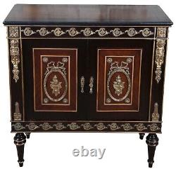 Vintage French Louis XVI Ebonized Mahogany Commode Bar Server Console Cabinet