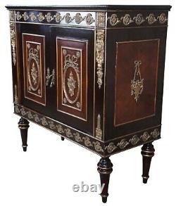 Vintage French Louis XVI Ebonized Mahogany Commode Bar Server Console Cabinet