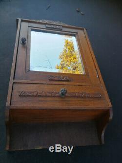Vintage French Oak Medicine Apothecary Bathroom Kitchen Wall Cabinet Shabby Chic