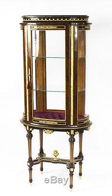 Vintage French Oval Glazed Freestanding Marble Top Display Cabinet 20th C