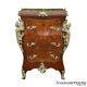 Vintage French Rococo Louis Xv Marble Top Inlaid Walnut Commode Chest