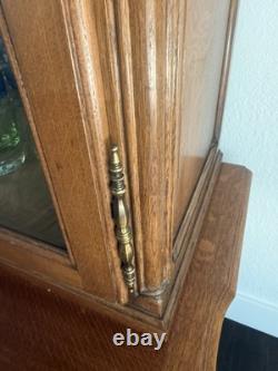 Vintage French Two-Piece China Cabinet Display Hutch 77x50x20