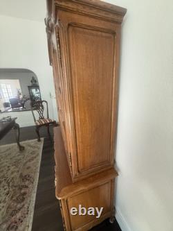Vintage French Two-Piece China Cabinet Display Hutch 77x50x20