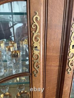 Vintage French Two-Piece China Cabinet Display Hutch 77x50x20