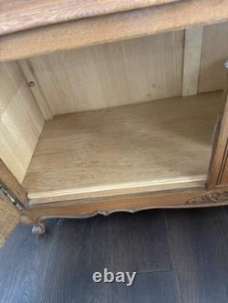 Vintage French Two-Piece China Cabinet Display Hutch 77x50x20
