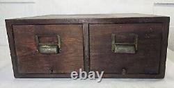 Vintage GLOBE WERNICKE Oak 2 Drawer Index Card File Cabinet