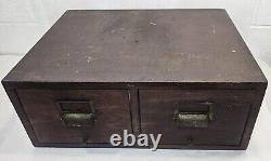 Vintage GLOBE WERNICKE Oak 2 Drawer Index Card File Cabinet