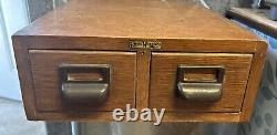 Vintage GLOBE WERNICKE WOODEN 2 DRAWER Index Card FILE CABINET