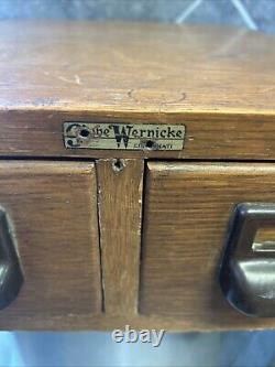 Vintage GLOBE WERNICKE WOODEN 2 DRAWER Index Card FILE CABINET