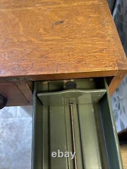 Vintage GLOBE WERNICKE WOODEN 2 DRAWER Index Card FILE CABINET