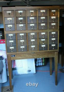 Vintage Gaylord Bros Library Card Catalog 30 Drawers File Cabinet