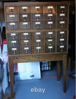 Vintage Gaylord Bros Library Card Catalog 30 Drawers File Cabinet