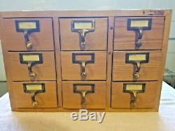 Vintage Gaylord Brothers 9 Nine Drawer Wood Plastic Lbrary Card Catalog Cabinet