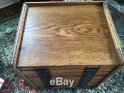 Vintage Golden Oak 10 Drawer Filing Cabinet Globe Library or Office File