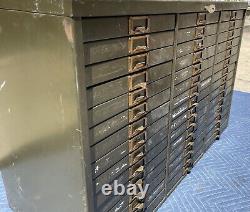 Vintage Green Industrial 45 Drawer Cleveland Metal Cabinet with Key