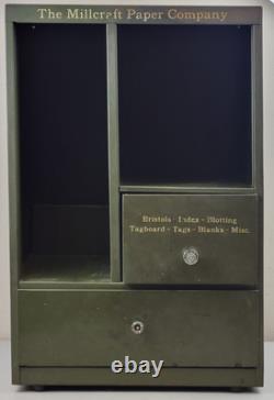 Vintage Green Metal Industrial Office File Cabinet Ledger Book Holder Shelf