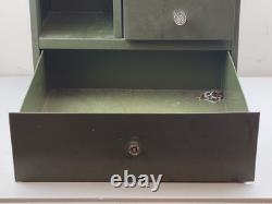 Vintage Green Metal Industrial Office File Cabinet Ledger Book Holder Shelf