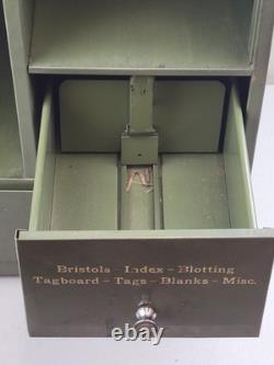 Vintage Green Metal Industrial Office File Cabinet Ledger Book Holder Shelf