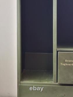 Vintage Green Metal Industrial Office File Cabinet Ledger Book Holder Shelf