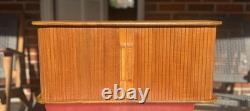 Vintage HTF Mid Century Eppco Enterprises Teak Tambour Door Wall Mount Cabinet