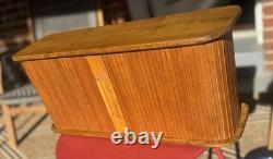 Vintage HTF Mid Century Eppco Enterprises Teak Tambour Door Wall Mount Cabinet