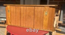 Vintage HTF Mid Century Eppco Enterprises Teak Tambour Door Wall Mount Cabinet