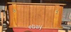 Vintage HTF Mid Century Eppco Enterprises Teak Tambour Door Wall Mount Cabinet