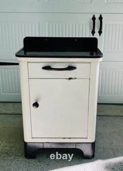 Vintage Hamilton DuPont Dulux Enamel Black & Cream Medical/Dental Cabinet