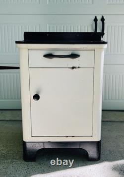 Vintage Hamilton DuPont Dulux Enamel Black & Cream Medical/Dental Cabinet