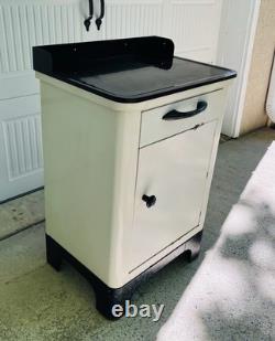 Vintage Hamilton DuPont Dulux Enamel Black & Cream Medical/Dental Cabinet