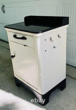 Vintage Hamilton DuPont Dulux Enamel Black & Cream Medical/Dental Cabinet