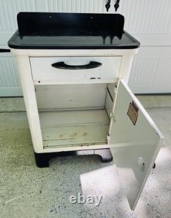 Vintage Hamilton DuPont Dulux Enamel Black & Cream Medical/Dental Cabinet
