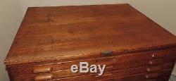 Vintage Hamilton Oak Wood Flat File Art Drafting Map Cabinet 2 Sections/Top/Base