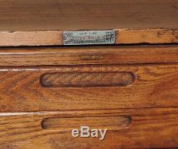 Vintage Hamilton Oak Wood Flat File Art Drafting Map Cabinet 2 Sections/Top/Base