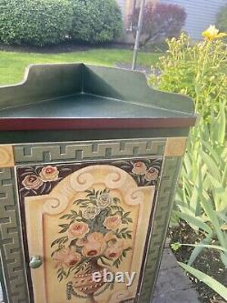 Vintage Hand Crafted Wooden Triangle Corner Cabinet H 35xW 18.5x D 10