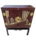 Vintage Hand Painted Red Lacquer Asian Oriental Cabinet Table Made In Spain