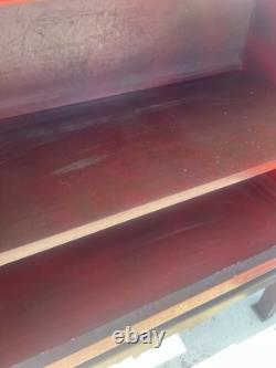 Vintage Hand Painted Red Lacquer Asian Oriental Cabinet Table Made in Spain