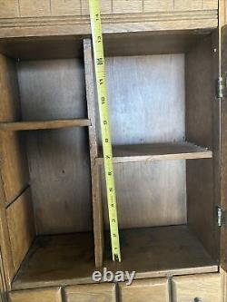 Vintage Hanging Country Spice Cabinet Oak With 7 Drawers and 4 Cubbies 23 H