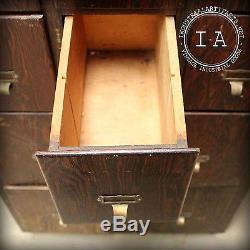 Vintage Industrial 13 Drawer Oak Card Catalog Style File Cabinet Storage Decor