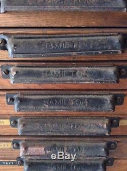 Vintage Industrial 16 Drawer Hamilton Flat File Printers Cabinet