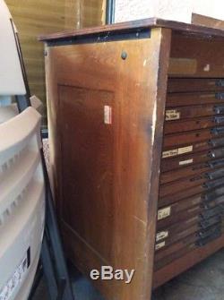 Vintage Industrial 16 Drawer Hamilton Flat File Printers Cabinet