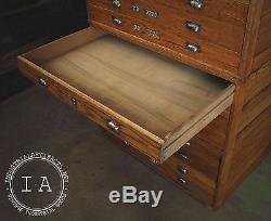 Vintage Industrial 16 Drawer Modular Flat File Blueprint Cabinet