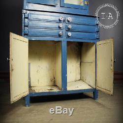 Vintage Industrial Blue Apothecary 6 Drawer Medical Cabinet