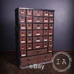 Vintage Industrial Depression Era 36 Drawer Handmade Wooden Small Parts Cabinet