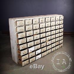 Vintage Industrial Depression Era 64 Drawer Apothecary Cabinet