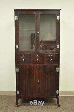 Vintage Industrial Metal Steel Storage Display Medical Dental Bathroom Cabinet
