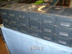 Vintage Industrial Steel 18 Drawer Parts Cabinet Index Card Office Pittsburgh Pa